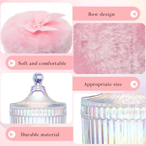 Tioncy 3 Pcs Large Body Powder Puff and Container Valentine's Day gift Powder Container with Puff Crystal Case Soft Washab...