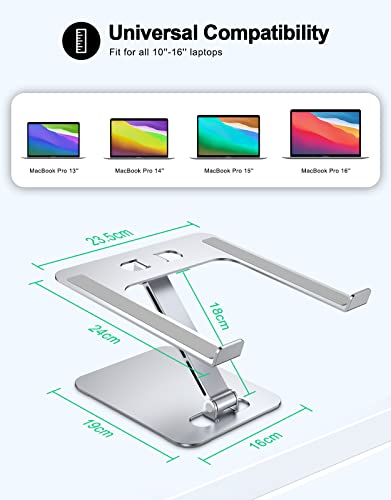 RIWUCT Foldable Laptop Stand, Height Adjustable Ergonomic Computer Stand for Desk, Aluminum Portable Laptop Lecterns Riser...