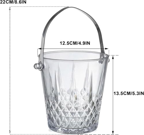 Glass Ice Bucket with Handle and Stainless Steel Tongs - Glass Ice Buckets for Party,Wine, Beer, Champagne, Cocktail Bar, ...