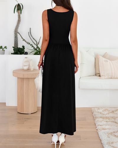 BTFBM Summer Maxi Dresses for Women 2026 Spring Sleeveless Casual Ruched High Waisted Long Sundress Flowy Beach Dress