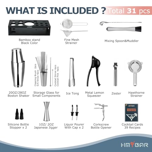 HMYBAR® Mixology Bartender kit | Cocktail Shaker Set | Boston Shaker Set, 20/28 OZ | Martini Making Set for Home Bar. Tota...