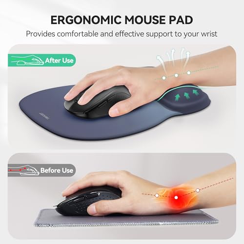 TECKNET Gel Mouse Pad with Wrist Rest, Ergonomic Office Mousepad with Wrist Support - Non-Slip & Smooth Surface Comfortabl...