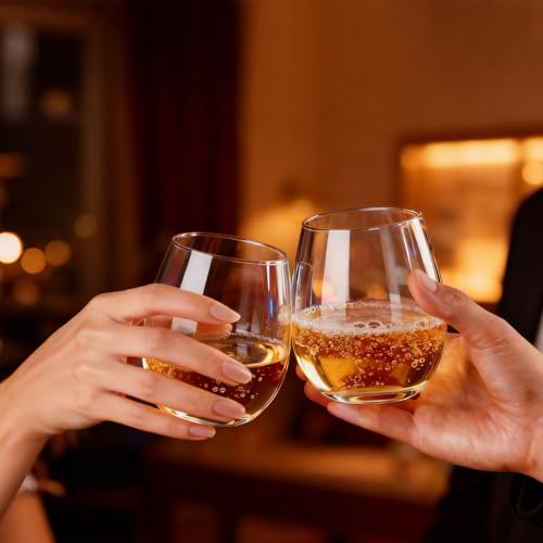 24 Pack 12oz Plastic Stemless Wine Glasses, Disposable Clear Wine Cups - Shatterproof, Unbreakable & BPA-Free, Recyclable ...