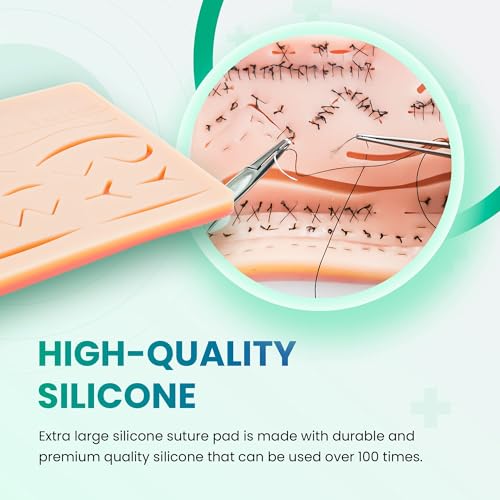Suture Practice Kit for Medical Students | Including Large Silicone Pad, Suture Threads, Tool Kit, Knot Board and Suture V...