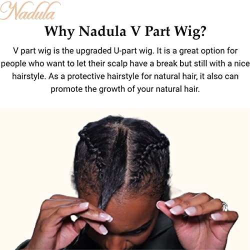 Nadula V Part Wig Kinky Curly Human Hair No Leave Out Glueless Upgraded U Part Wigs for Women,10A Malaysian Afro Curly V-part Wigs V Shape Clip in Half Wig Beginner Friendly 150% Density 14inch