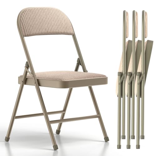 Nazhura 4 Pack Folding Chairs, Fabric Dining Chair Set with Padded Cushion and Back, Indoor Outdoo Seat for Home Office Ev...