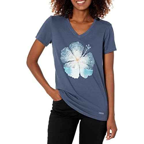 Life is Good Women's Crusher Tee, Short Sleeve Cotton Graphic T-Shirts, Hibiscus Sail Flower