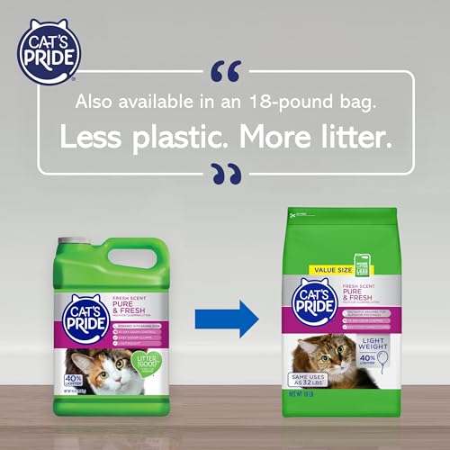 Cat's Pride Premium Lightweight Clumping Litter: Pure & Fresh - Up to 10 Days of Powerful Odor Control - Multi-Cat, Scente...