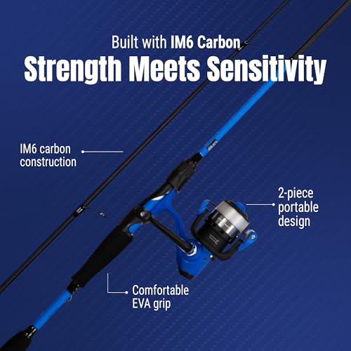 Reaction Tackle Fishing Rod and Reel Combo – 2-Piece IM6 Carbon Rods with Smooth Casting Reels – Spinning & Baitcasting Op...