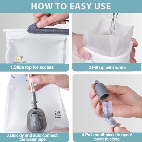 N NEVO RHINO Hydration Bladder 2L-3L,Water Reservoir for Hiking Backpack Leak Proof Water Storage Bladder,BPA-Free Water P...