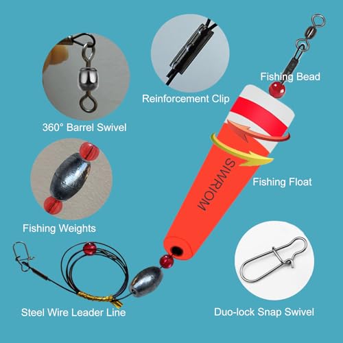 SIWRIOM Popping Corks Floats for Saltwater Fishing Bobber, 4PCS Weighted Bobbers Inshore Fishing Popping Cork Float Rig Ra...