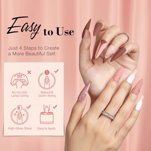 AZUREBEAUTY 31 Pcs Dip Powder Nail Kit 20 Colors Glitter Nude Brown Pink White Gray Dip Powder Liquid Set with Top/Base Co...