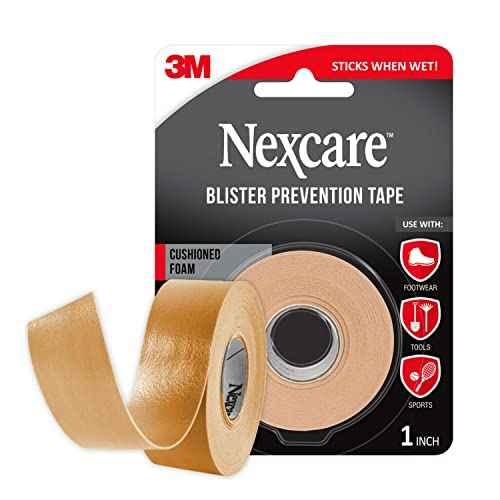 Nexcare Blister Prevention Tape, Waterproof Foam Medical Tape, Latex-Free, Sticks Firmly to Skin to Help Prevent Blisters - 1 in x 5 yds, 4 Rolls of Tape