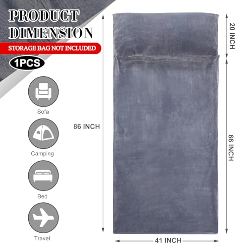 Remagr Flannel Sleeping Bag Liner for Adult, Flannel Fluffy Sheet & Camping Sheet for Winter Warm Thick Sheets for Backpac...