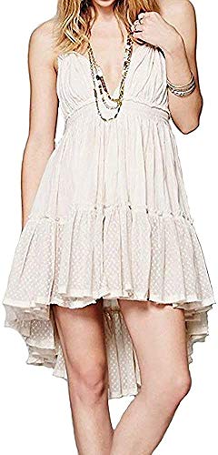 ForeMode Summer Deep V Neck Bohemian Women Mini Short Dress Backless Beach Boho Dress