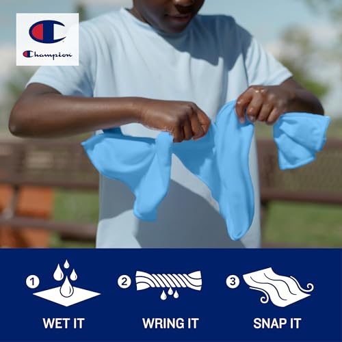 Champion Face & Neck Towel for Active Cooling (White), 34"x10" Lightweight Cooling Neck Wrap for Yoga, Hiking, and Outdoor...