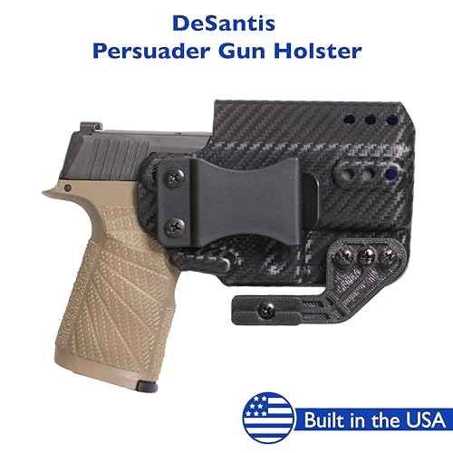 DeSantis Persuader IWB Holster - Concealed Carry Gun Holster with Carbon Fiber Finish, Multi-Cant Center Clip, Fits the Glock 43, 43X, 43X MOS with or without Red Dot Sight - Right Hand Draw, Black