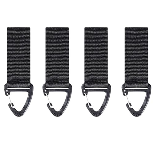 Tactical Key Ring Chain, D-Ring Snap Clip Carabiner, Multifunction Keychain Webbing Belt Holder 4PCS, Gear Hook for Hiking...