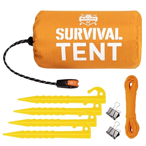Monterra Emergency Tent, 2 Person Survival Shelter, Thermal Mylar, Waterproof, Outdoor Camping Gear and Equipment, Surviva...