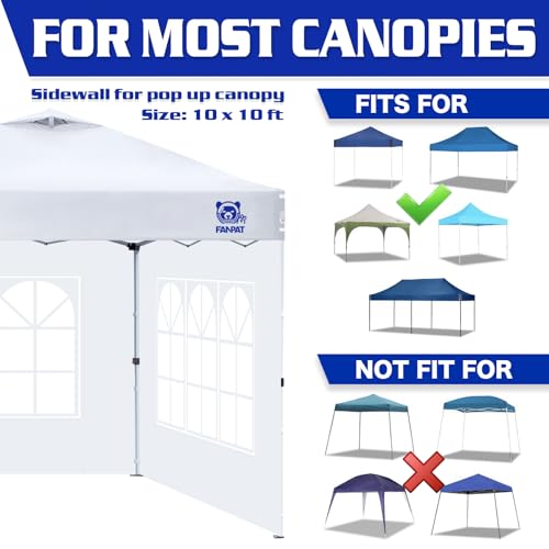 FANPAT 2Pcs Instant Canopy Sidewalls 10x10 with Church Window for Pop Up Canopy, White – Suitable for Outdoor Weddings, Pi...