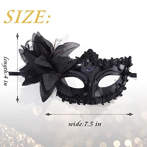Maeaccx Masquerade Mask for Women, Black Venetian Masks Flower Lace Elegant Mardi Gras, Party Costume Accessories