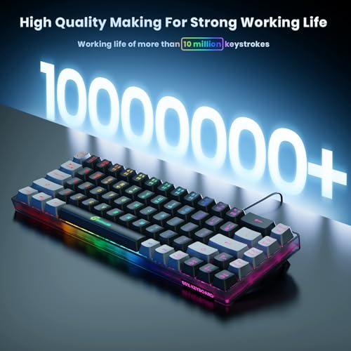 GEODMAER 65% Gaming Keyboard, LED Backlit Mini Wired Gaming Keyboard, Ultra-Compact Anti-Ghosting No-Conflict 68 Keys Gami...