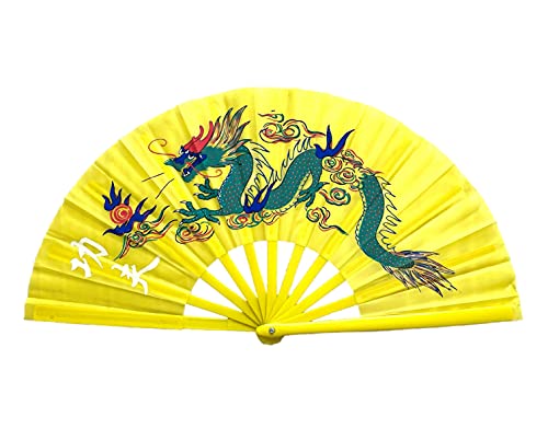 TJ Global Pack of 2 Large Folding Hand Fans with Chinese Dragon for Home Decor, Raves, Festivals, Concerts, Shows - 13 Inc...