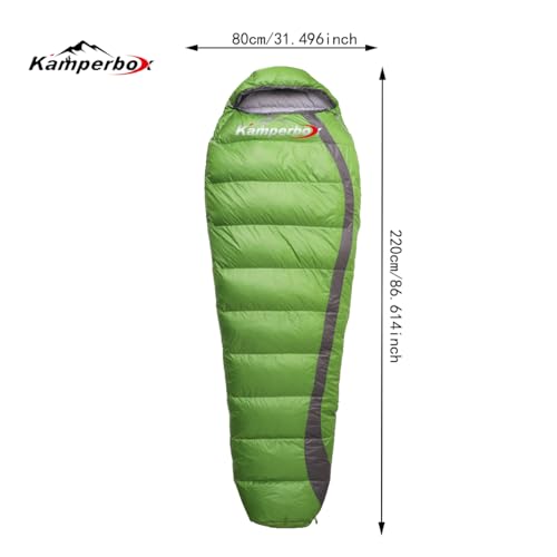 Kamperbox Outdoor Camping Down Sleeping Bag, Mummy Shape, 1000g Grey Down Fill, Waterproof Winter Warm, 20D Nylon Shell, ...