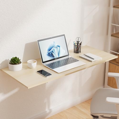 GOYLSER Wall Mounted Folding Kitchen Table Desk for Small Spaces Saving, Natural Wood Fold Down Laundry Wall Table, Wall F...
