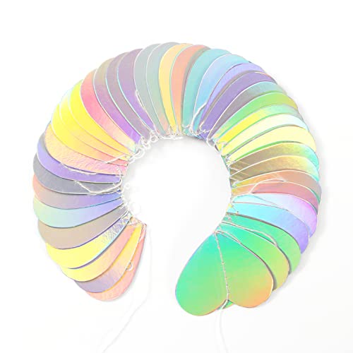 Panduola Iridescent Disco-Holographic Heart Garland - 52Ft Wedding Hanging Decoration Neon Streamers Banner, Perfect for B...