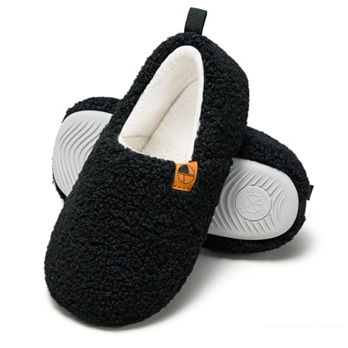 House Slippers for Women Men Lightweight Memory Foam House Shoes Warm Closed Back Slippers with Soft Fleece for Indoor Out...