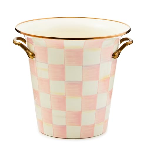 MACKENZIE-CHILDS Wine Cooler, Champagne and Wine Bucket, Ice Bucket, Pink-and-White Rosy Check