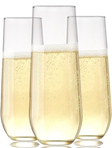 Oojami 9 oz Flute 48 piece Premium Quality Recyclable Unbreakable Crystal Clear Plastic Champagne Glasses Flute in Bulk
