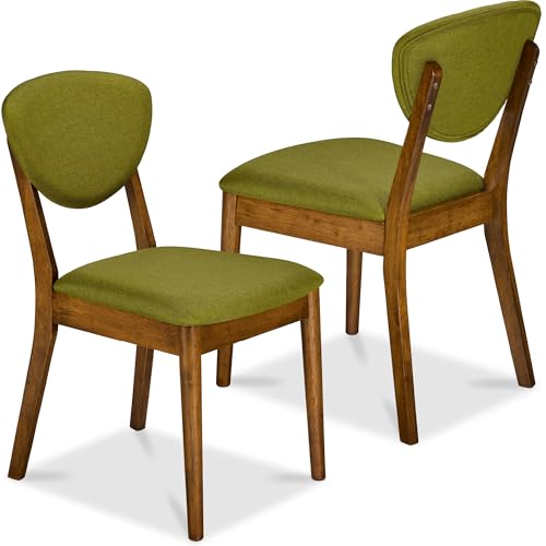 Best Choice Products Dining Chairs Set of 2, Mid-Century Modern Upholstered Wood, Armless w/Seat Cushion, Padded Backrest...