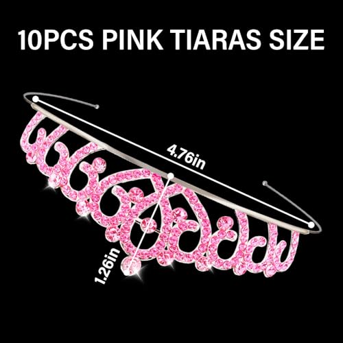 Tihebax 10 Pcs Pink Tiaras Crowns Headbands for Women Girls Princess Tiara Bulk Crown Rapunzel Crown for Wedding Birthday ...