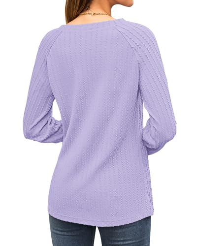 AUSELILY Womens Long Sleeve shirts Casual V Neck Lightweight Pullover Tops 2025 New