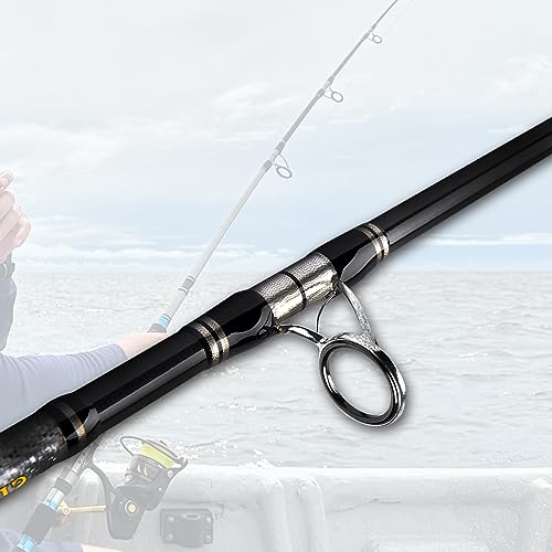 Fiblink 3-Piece Spinning Rod Heavy Spinning Fishing Rod Portable Fishing Rod Graphite Spin Rod (30-50 Pound Test)