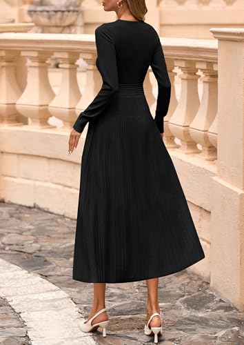 PRETTYGARDEN Womens Sweater Dress 2026 Long Sleeve Elegant Knit A Line Fall Wedding Guest Cocktail Midi Winter Dresses