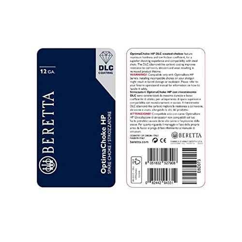 Beretta Optimachoke High Performance Extended 20mm 12Ga DLC Coating Stainless Steel Choke Tubes