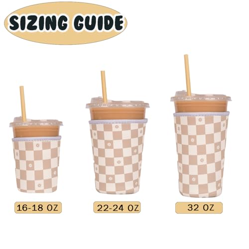 Reusable Insulated Neoprene Iced Coffee Cup Sleeve, Durable Drink Sleeve for Cold Beverages, Beverage Holder for Iced Coff...