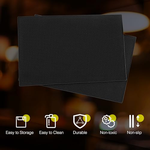 Tioncy 4 Pcs Large Size Bar Mat for Countertop 28 x 16 Inch Non Slip Rubber Mat Service Spill Cocktail Bartending Coffee B...