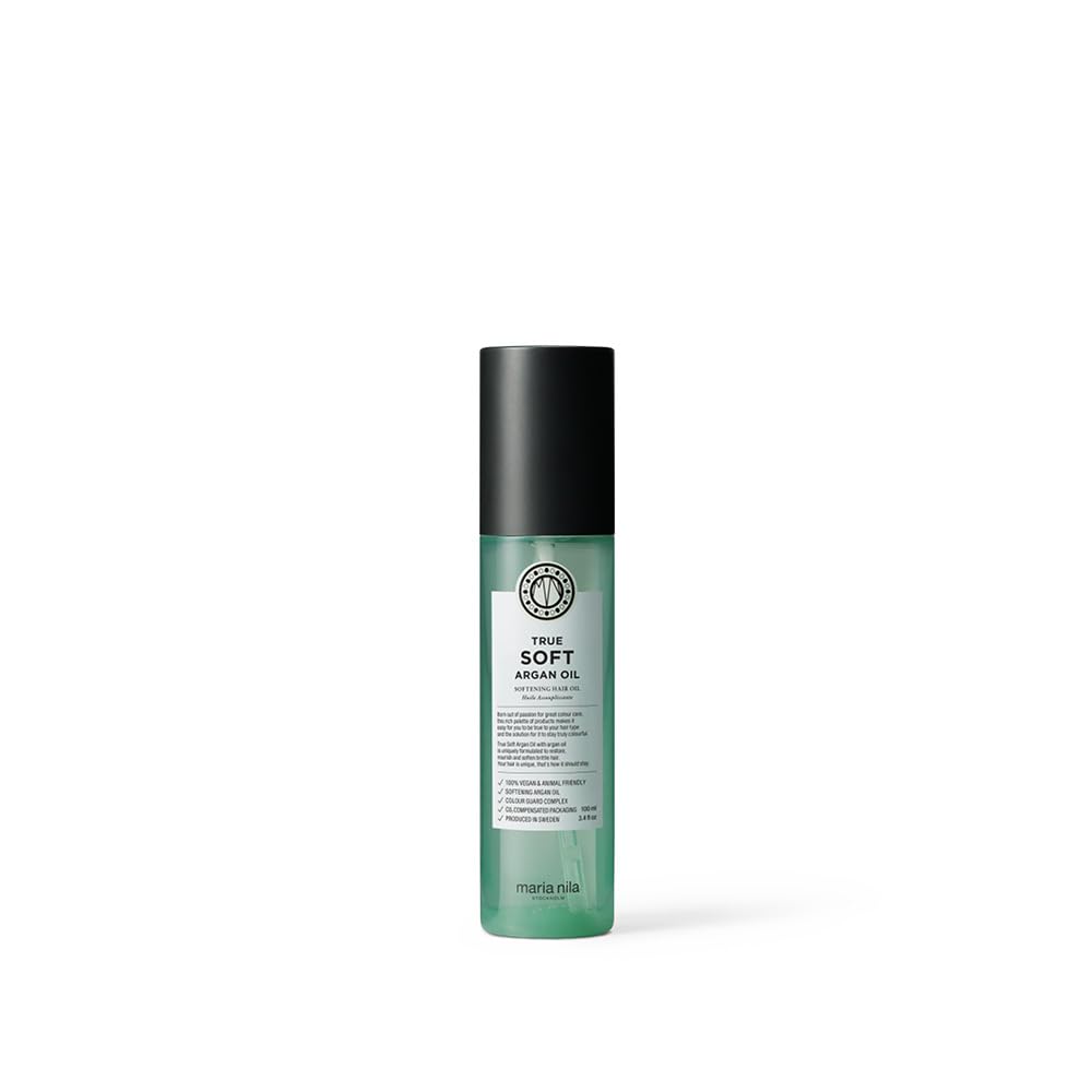 Maria Nila True Soft, Argan Oil 3.4 Fl Oz, For Dry Hair, Easily absorbed, Remoisturises & Reduces Frizz, 100% Vegan & Sulfate/Pa