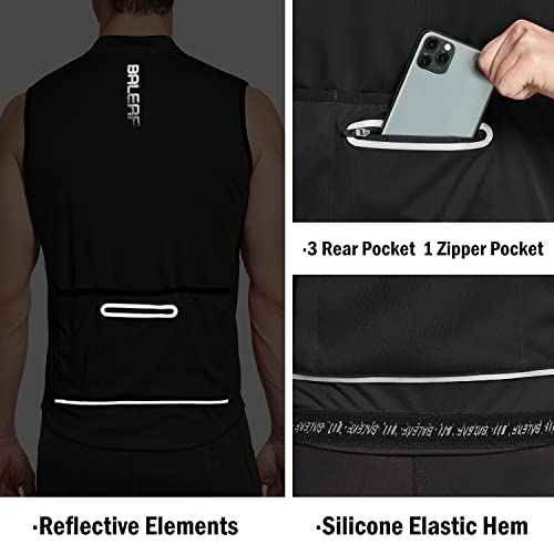 baleaf Men's Sleeveless Cycling Jersey Road Bike Shirt Bicycle Biking Tank Tops Full Zip Pockets SPF UPF50+