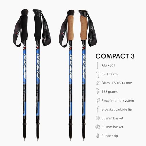 Fizan Compact 3 Trekking Poles – 5.6 oz Ultralight, Backpacking, Thru Hiking Poles, Adjustable, Collapsible, Customized Fi...