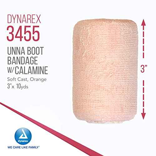 Dynarex 3455 Unna Boot Bandage, Individually Packaged, Provides Customized Compression, With Calamine, Soft Cast, 3" x 10 Yard, Pack of 12