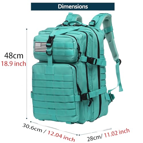 Thuram 50L Sturdy Nylon Waterproof Fishing Hunting Backpack Outdoor Military Rucksacks Tactical Sports Camping Hiking (Cyan)