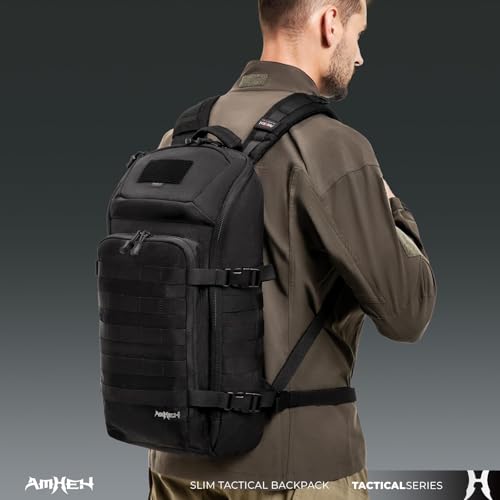 AMHEH Tactical Backpack Military Slim Army Bag Molle Daypack 20L Outdoors Hiking Camping Travel EDC Pack with Multiple Poc...