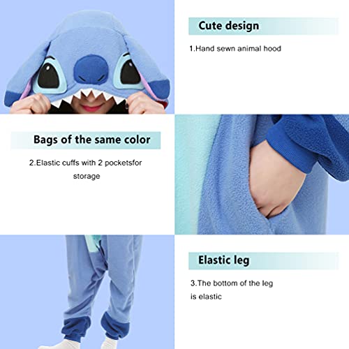 ROYAL WIND Adult Stich costume Onesie Animal Pajamas Halloween Cosplay Costumes Sleepwear Homewear Party Wear