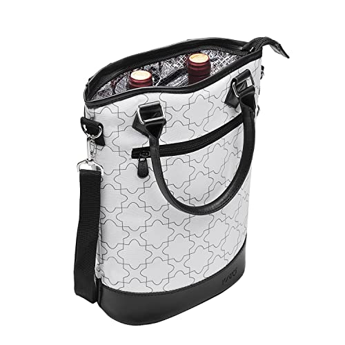 Tirrinia Insulated Wine Gift Carrier Tote - Travel Padded 2 Bottle Wine/Champagne Cooler Bag for Portable Wine Bottle Carr...