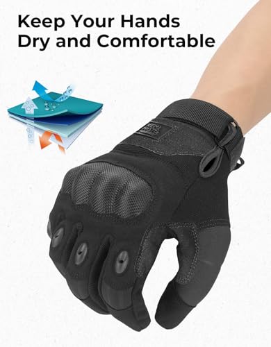 KEMIMOTO Tactical Gloves for Men, Touchscreen Motorcycle Gloves with Hard Shell & Palm Padding for Sports Motorcycle Cycli...